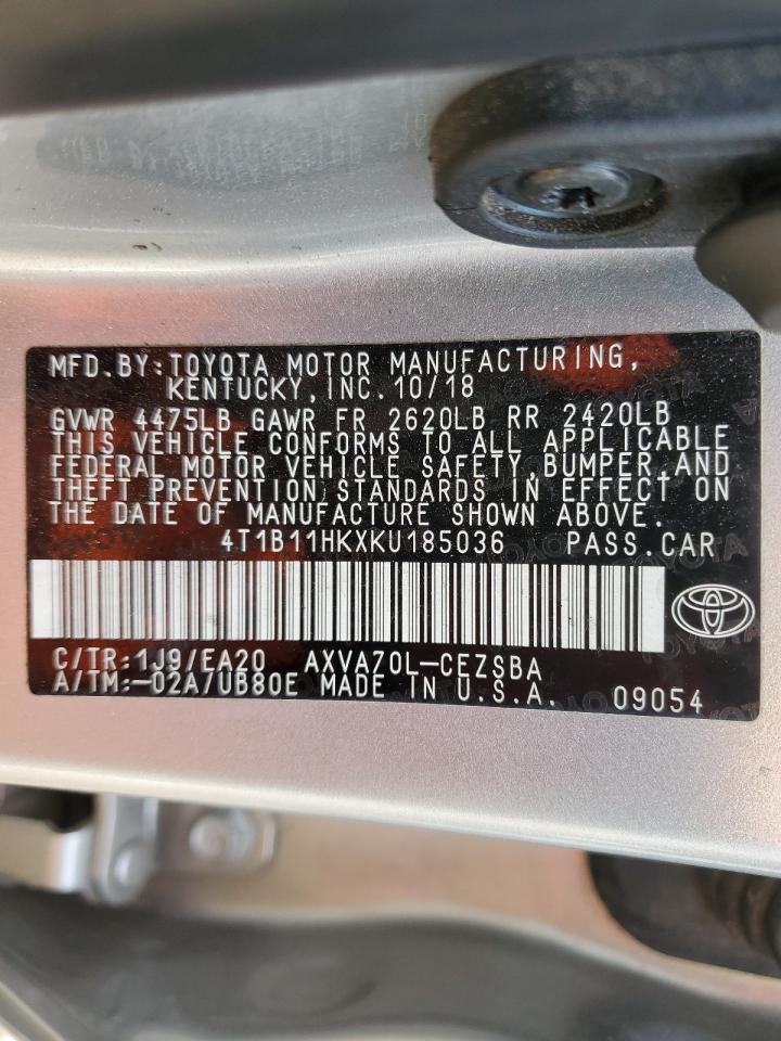 4T1B11HKXKU185036 2019 Toyota Camry L