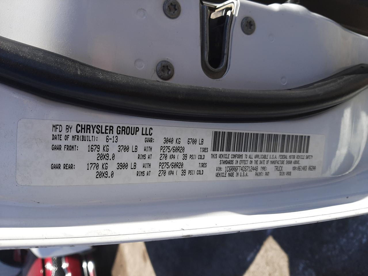 1C6RR6FT4DS712448 2013 Ram 1500 St