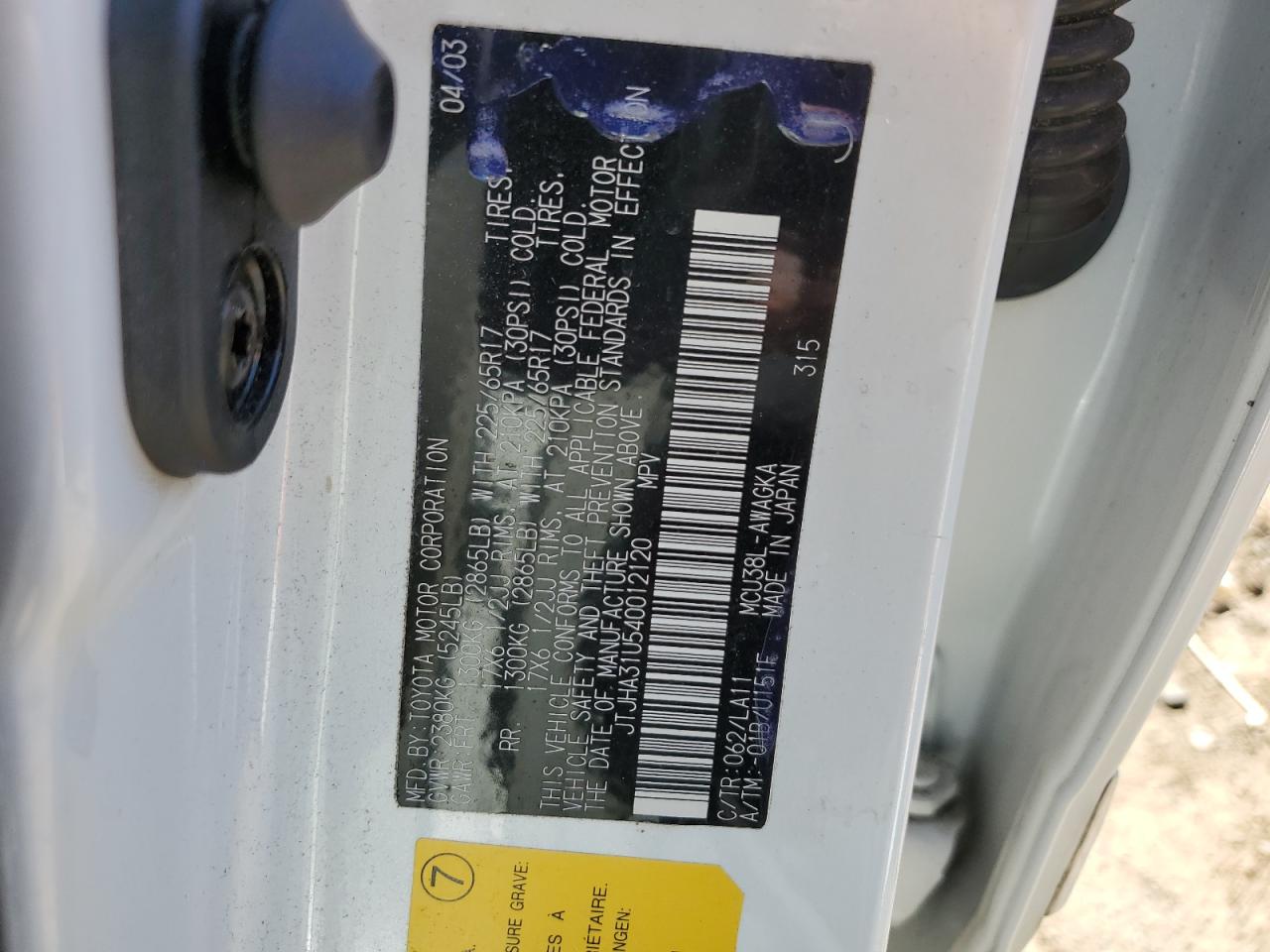 JTJHA31U540012120 2004 Lexus Rx 330