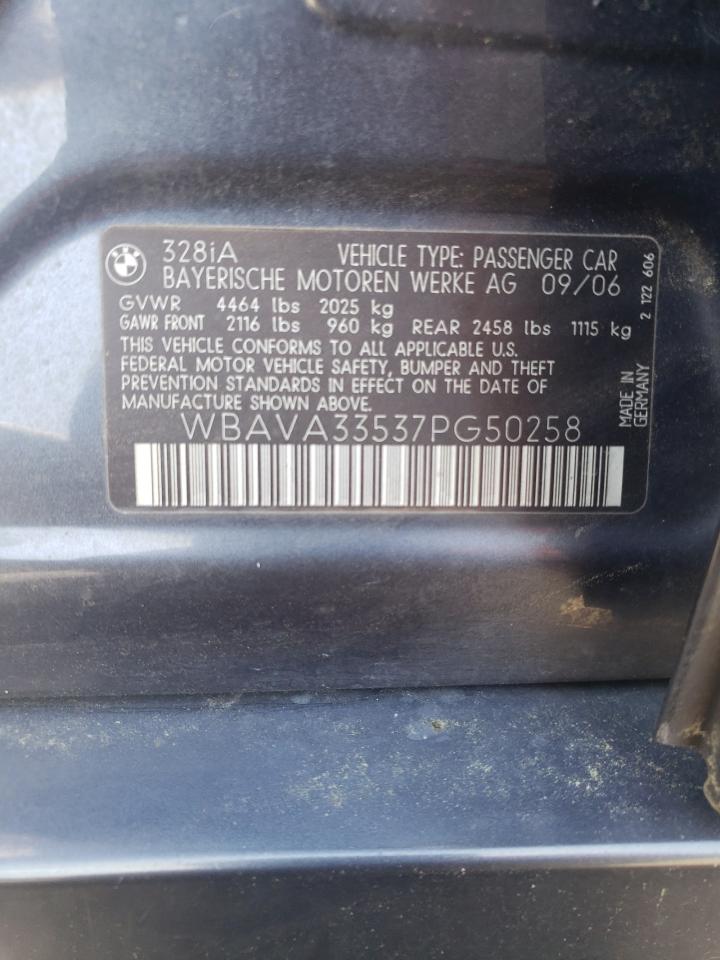 WBAVA33537PG50258 2007 BMW 328 I