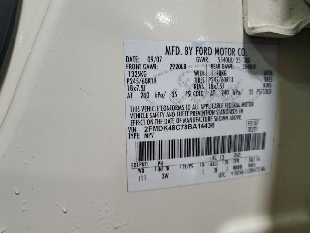 2008 Ford Edge Sel VIN: 2FMDK48C78BA14436 Lot: 50484854