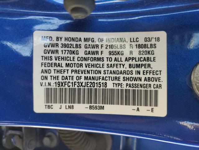 2018 Honda Civic Ex VIN: 19XFC1F3XJE201518 Lot: 52229594