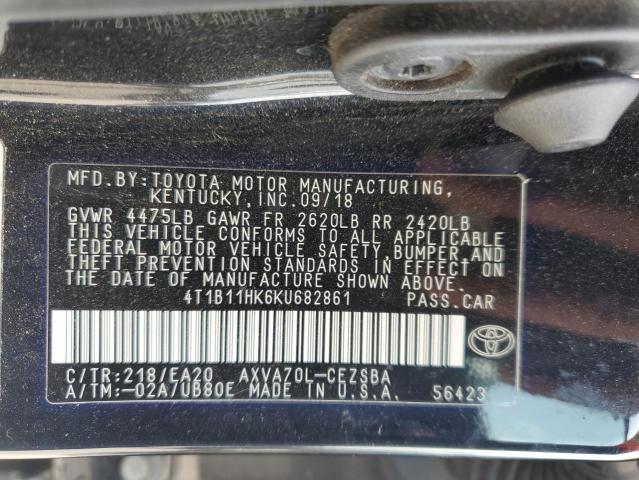 VIN 4T1B11HK6KU682861 2019 Toyota Camry, L no.12