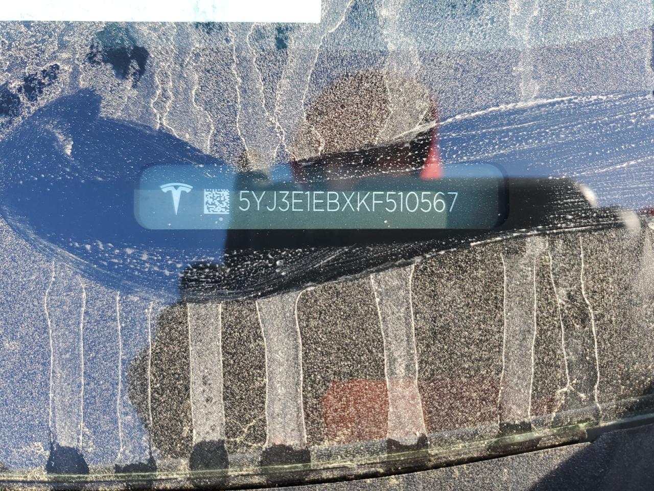 5YJ3E1EBXKF510567 2019 Tesla Model 3