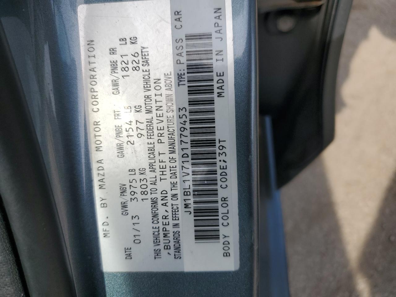 JM1BL1V71D1779453 2013 Mazda 3 I