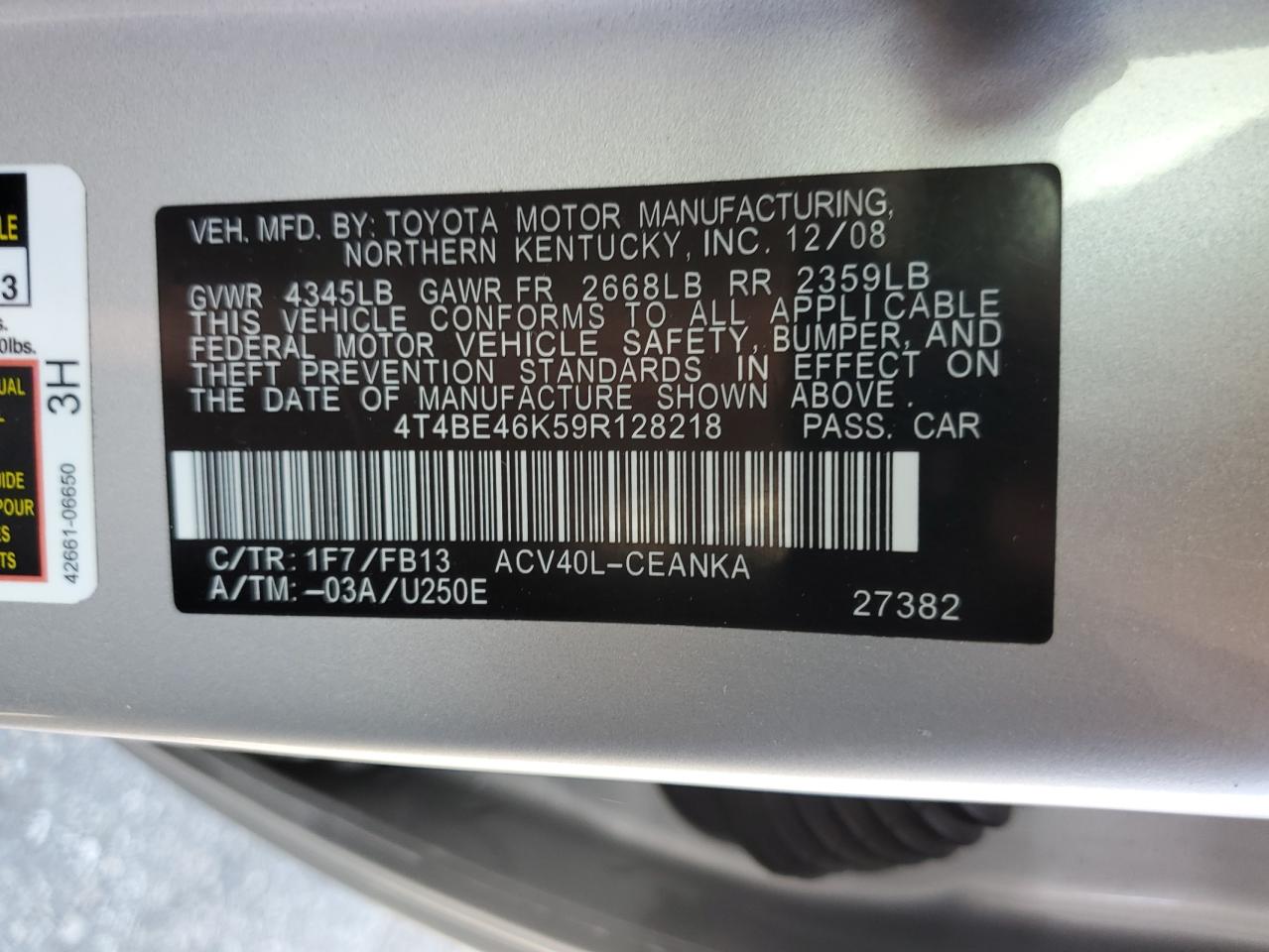 4T4BE46K59R128218 2009 Toyota Camry Base