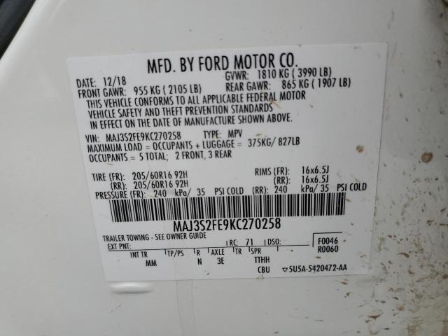 VIN MAJ3S2FE9KC270258 2019 Ford Ecosport, S no.12