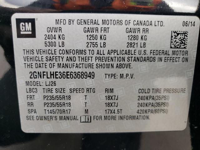 2014 Chevrolet Equinox Ltz VIN: 2GNFLHE36E6368949 Lot: 52571164