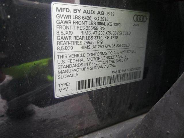 VIN WA1LHAF77KD038203 2019 Audi Q7, Premium Plus no.10