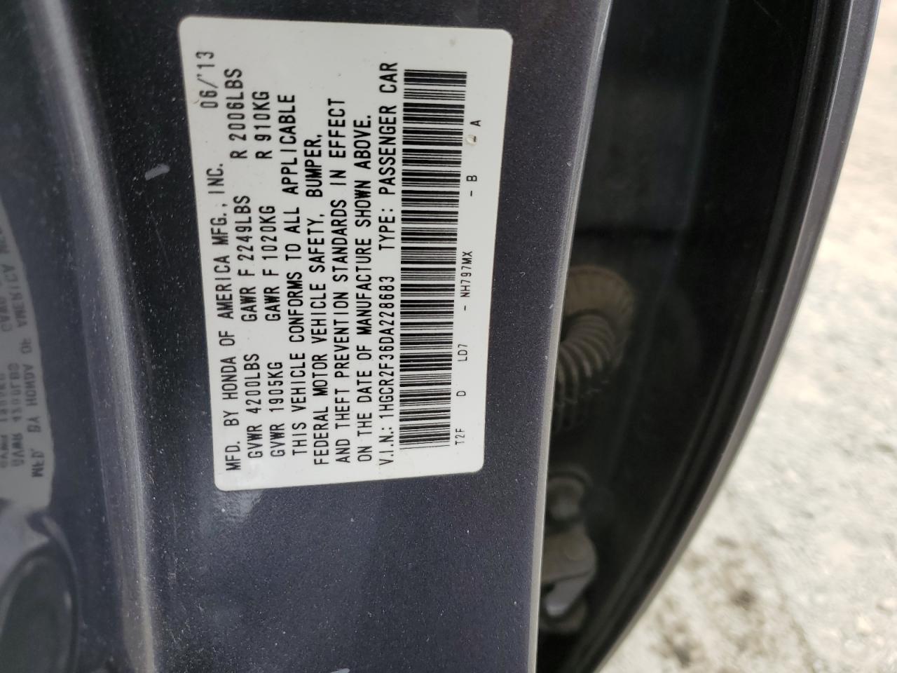 1HGCR2F36DA228683 2013 Honda Accord Lx