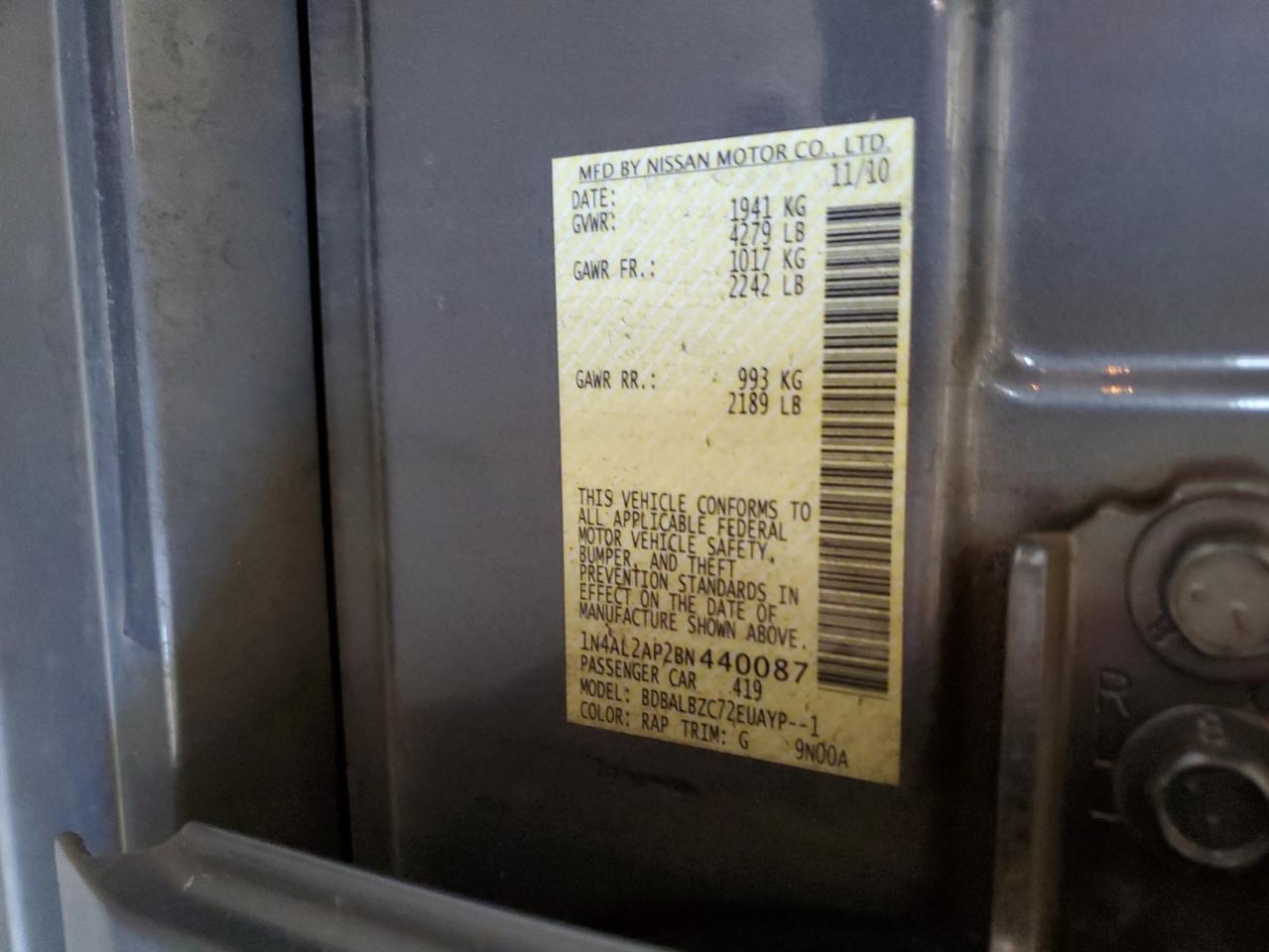 1N4AL2AP2BN440087 2011 Nissan Altima Base