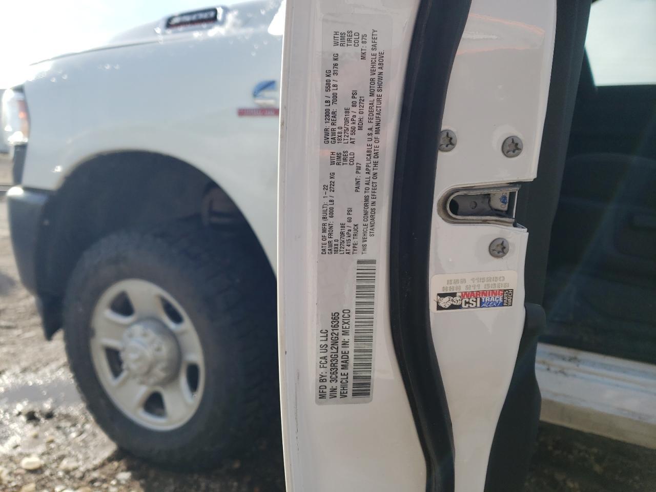 3C63R3GL2NG216365 2022 Ram 3500 Tradesman