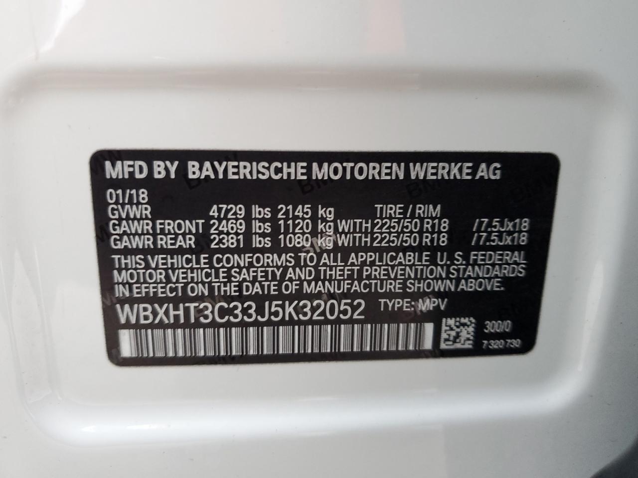 WBXHT3C33J5K32052 2018 BMW X1 xDrive28I