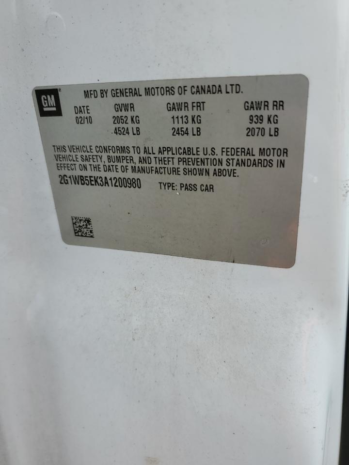 2G1WB5EK3A1200980 2010 Chevrolet Impala Lt