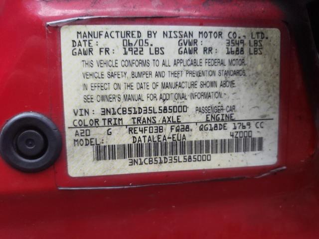2005 Nissan Sentra 1.8 VIN: 3N1CB51D35L585000 Lot: 49885264