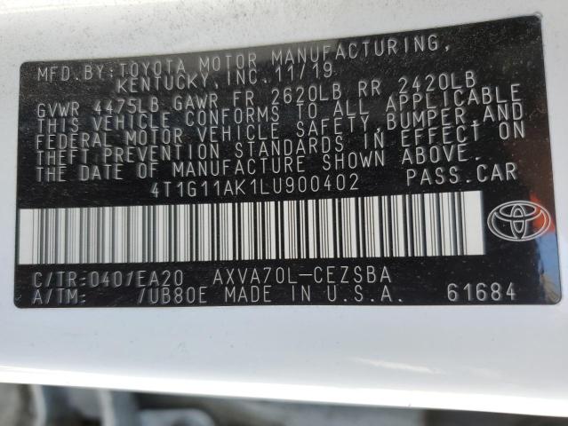 4T1G11AK1LU900402 Toyota Camry SE 12