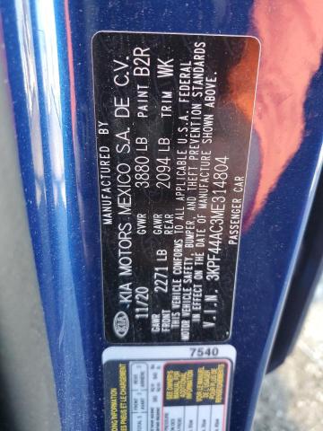 2021 Kia Forte Gt VIN: 3KPF44AC3ME314804 Lot: 51250144