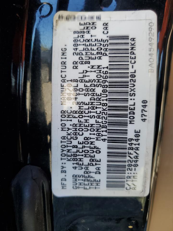 4T1BG22K81U089661 2001 Toyota Camry Ce