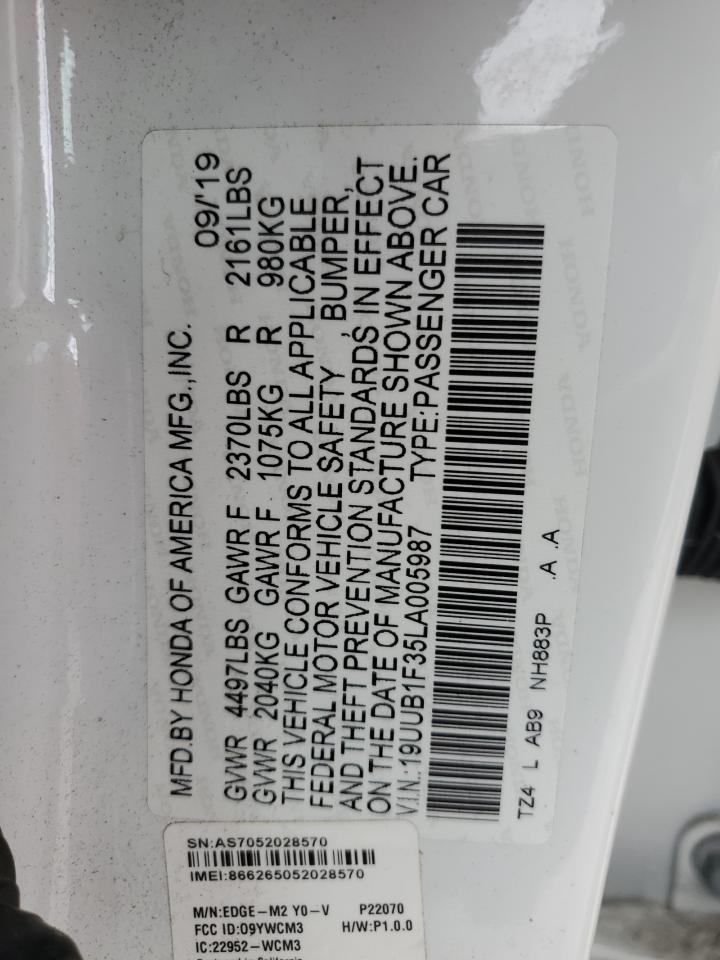 19UUB1F35LA005987 2020 Acura Tlx