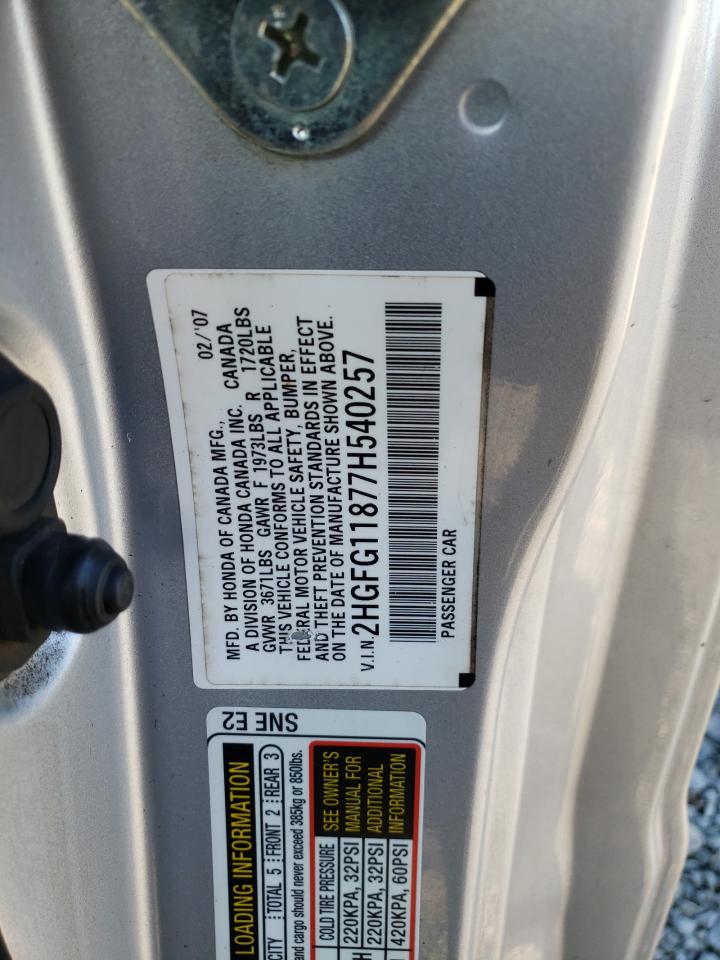 2HGFG11877H540257 2007 Honda Civic Ex