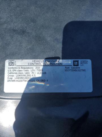 2020 Chevrolet Corvette Stingray 2Lt VIN: 1G1Y72D45L5117581 Lot: 49135714