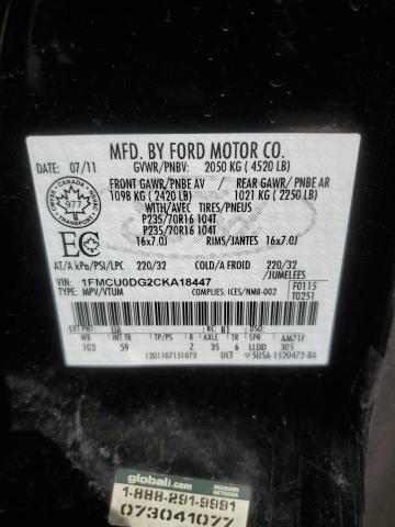 2012 Ford Escape Xlt VIN: 1FMCU0DG2CKA18447 Lot: 48111604