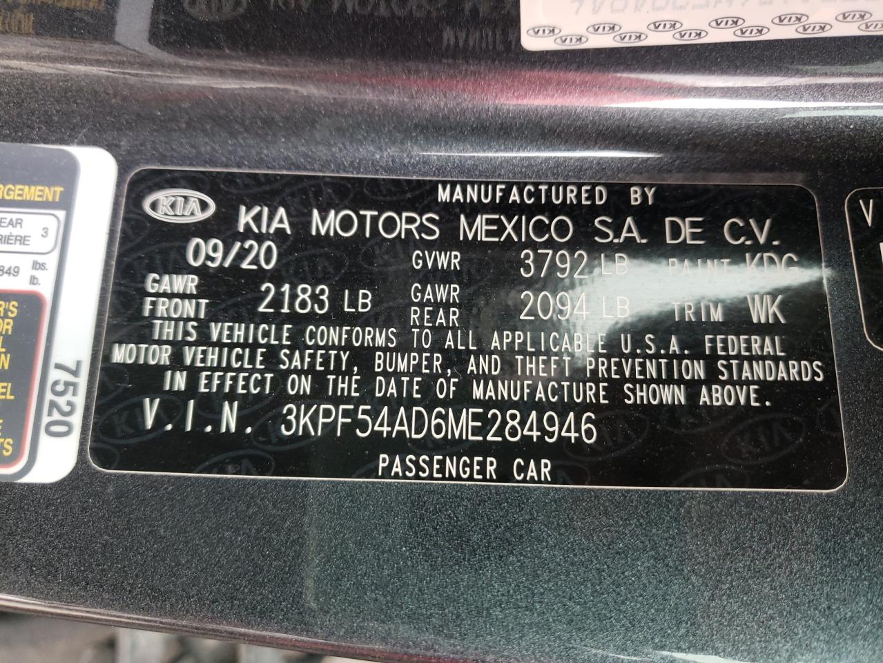 3KPF54AD6ME284946 2021 Kia Forte Ex
