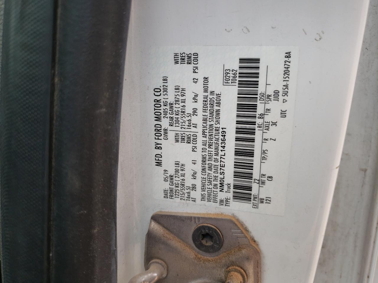 NM0LS7E77L1436491 2020 Ford Transit Connect Xl