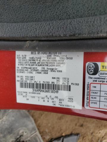 2010 Ford Fusion Se VIN: 3FAHP0HA3AR150249 Lot: 49068254