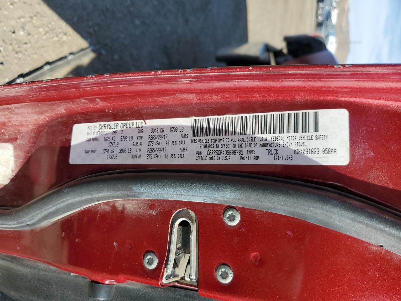 1C6RR6GP4DS608785 2013 Ram 1500 Slt