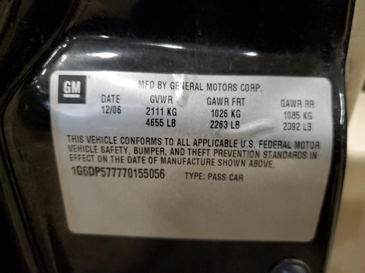 1G6DP577770155056 2007 Cadillac Cts Hi Feature V6