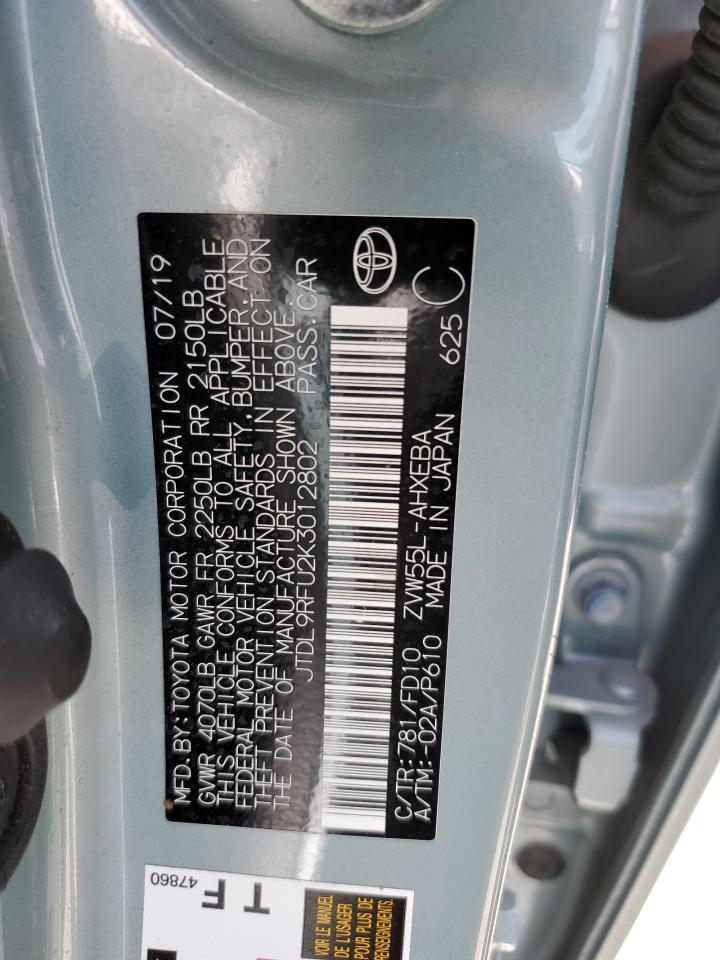 JTDL9RFU2K3012802 2019 Toyota Prius