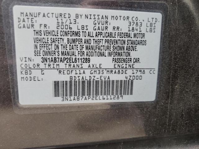 2014 Nissan Sentra S VIN: 3N1AB7AP2EL611289 Lot: 51477404