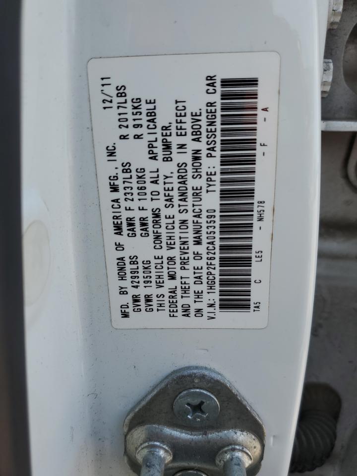 1HGCP2F62CA053590 2012 Honda Accord Se