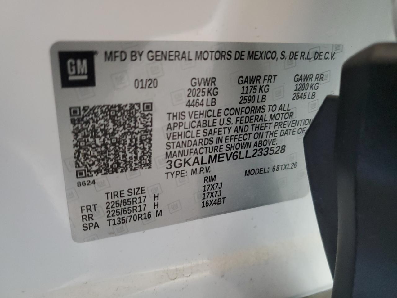 3GKALMEV6LL233528 2020 GMC Terrain Sle