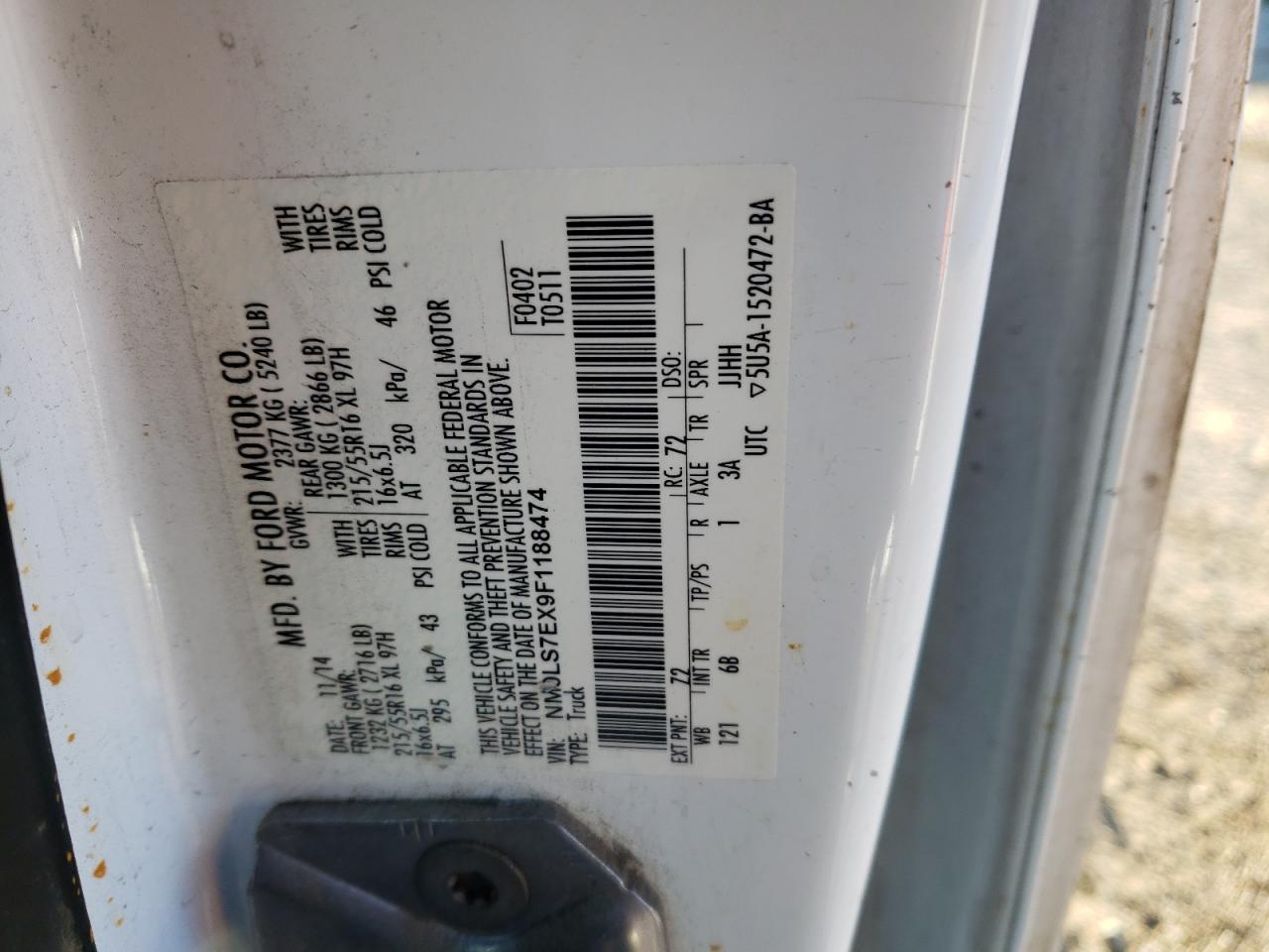 NM0LS7EX9F1188474 2015 Ford Transit Connect Xl