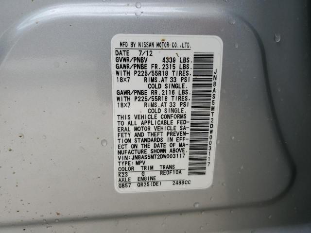 VIN JN8AS5MT2DW003117 2013 Nissan Rogue, S no.12