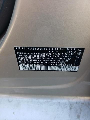 2012 Volkswagen Jetta Base VIN: 3VW2K7AJ3CM465969 Lot: 51358384