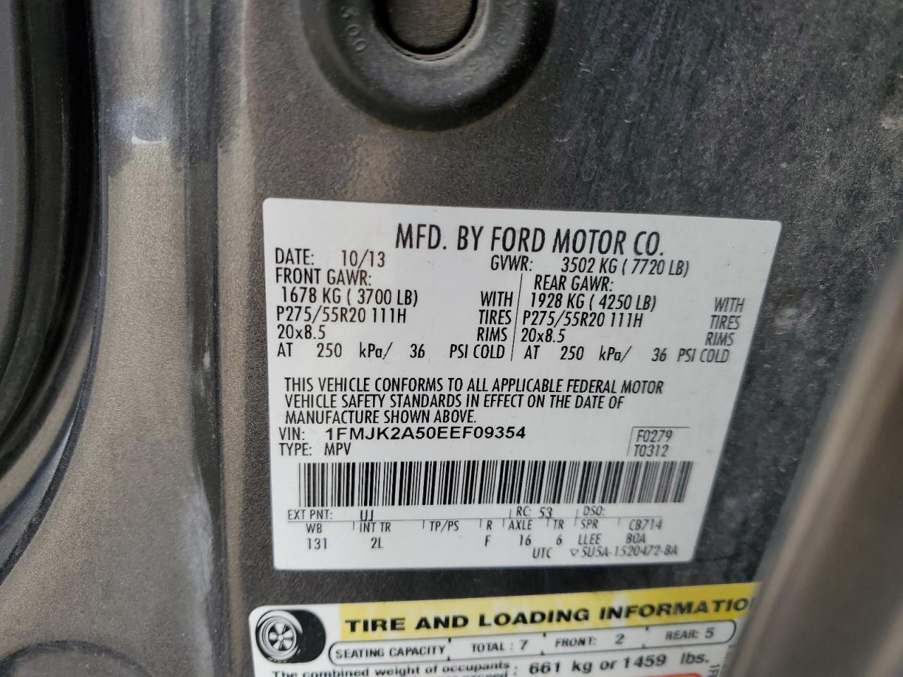 1FMJK2A50EEF09354 2014 Ford Expedition El Limited