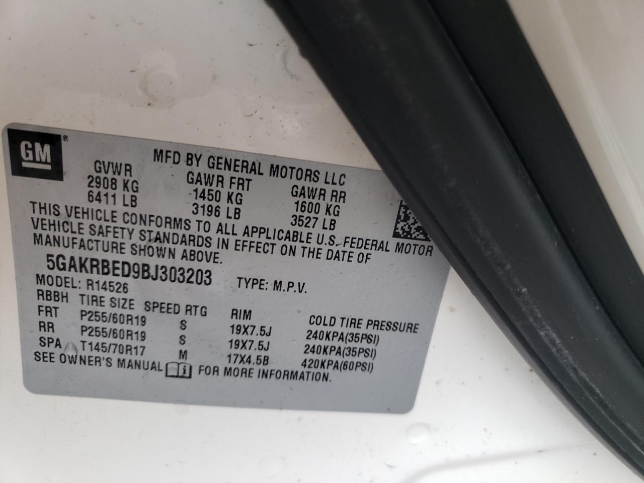 5GAKRBED9BJ303203 2011 Buick Enclave Cxl