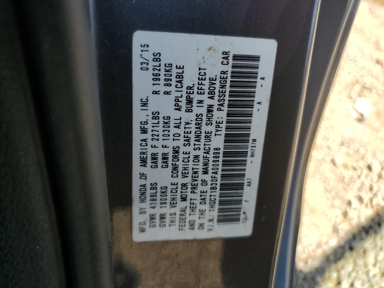 2015 Honda Accord Lx-S vin: 1HGCT1B30FA009898