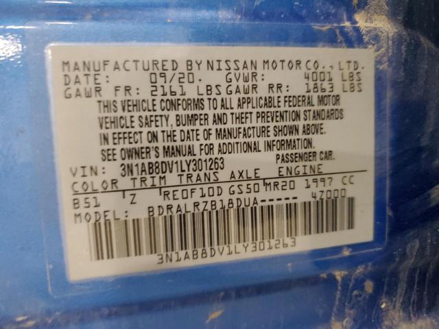 2020 Nissan Sentra Sr VIN: 3N1AB8DV1LY301263 Lot: 51023194