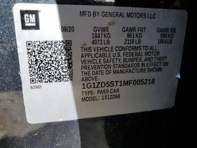 2021 Chevrolet Malibu Lt VIN: 1G1ZD5ST1MF005218 Lot: 51447004