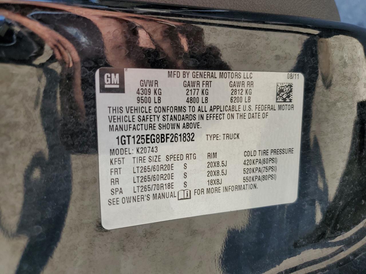 1GT125EG8BF261832 2011 GMC Sierra K2500 Denali