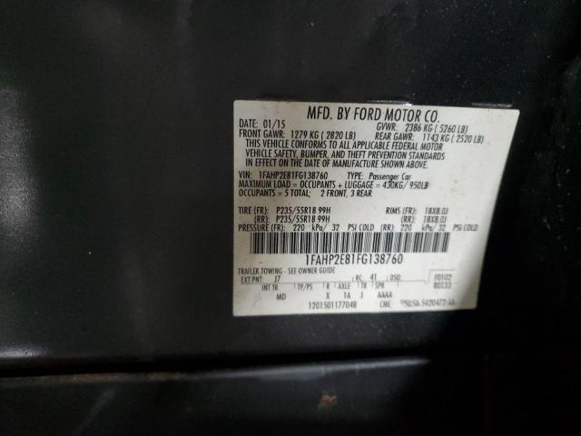 2015 Ford Taurus Sel VIN: 1FAHP2E81FG138760 Lot: 52222974