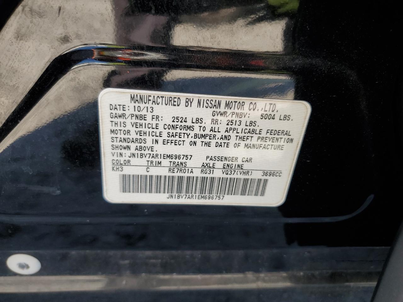 JN1BV7AR1EM696757 2014 Infiniti Q50 Base