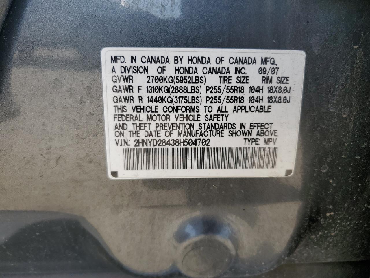 2HNYD28438H504702 2008 Acura Mdx Technology