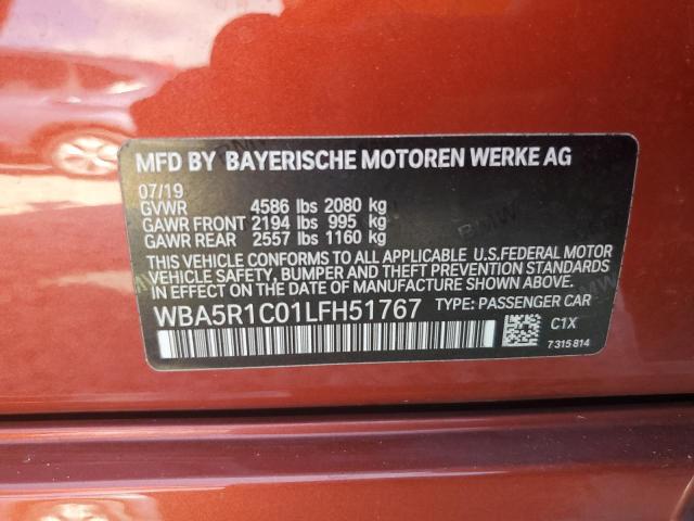 WBA5R1C01LFH51767 BMW 3 Series 330I 12