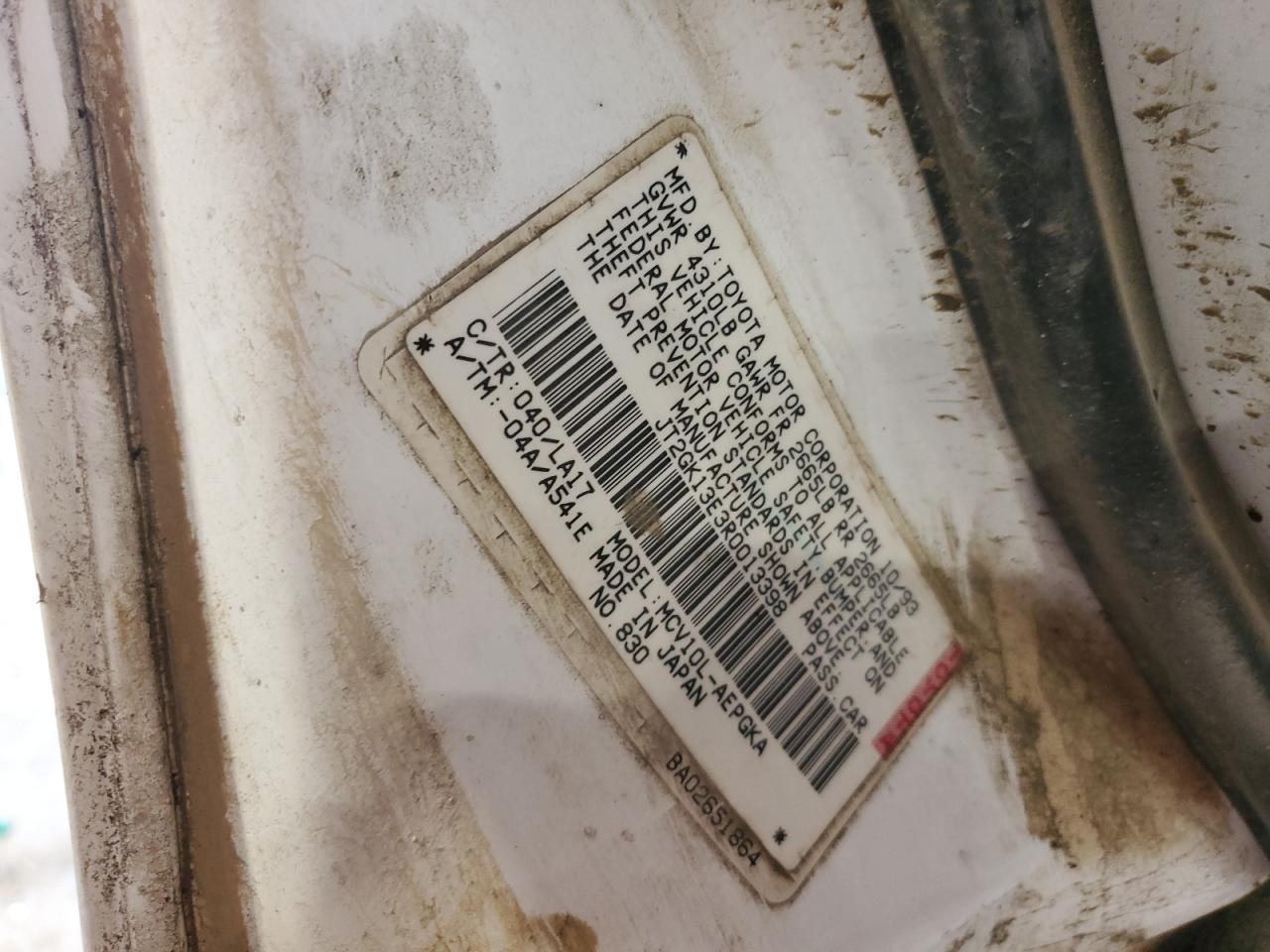 JT2GK13E3R0013398 1994 Toyota Camry Xle