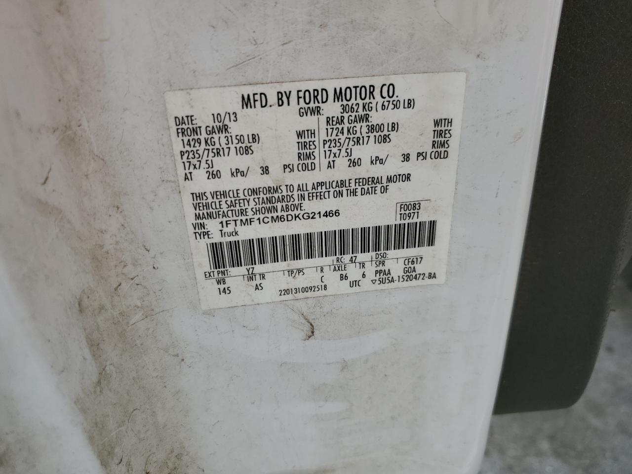 1FTMF1CM6DKG21466 2013 Ford F150